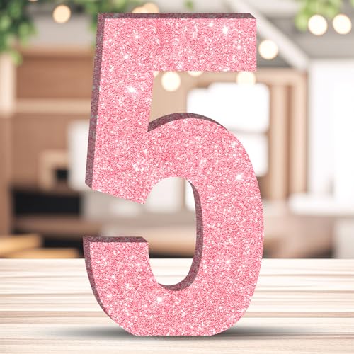 Image of 7.8 IN Glitter Birthday Number Table Decoration Freestanding Party Centrepiece Sparkly Pink Number Ornament for Celebrations Reusable - 5
