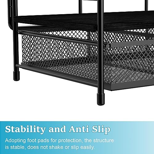 bukfen-Office-Desk-Organizer2-Tier-Office-Desk-Organizer-Display-Rack-and-one-Sliding-Drawer-Desk-File-Organizer-and-Storage-for-Office-School-HomeBlack