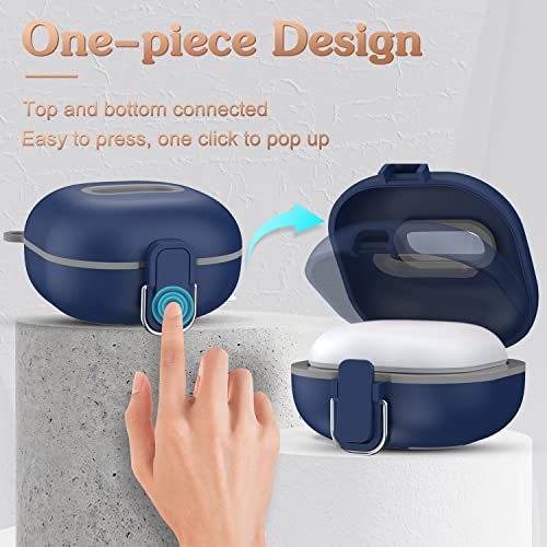 Qiudaoy [3In1 With Lock] Samsung Galaxy Buds Pro 2 Case/Galaxy Buds Pro Case/Galaxy Buds 2 Case/Galaxy Buds Live Case, One-Piece Hard Shell Protective Cover With Lanyard/Keychain Accessories (Blue) #TOP2