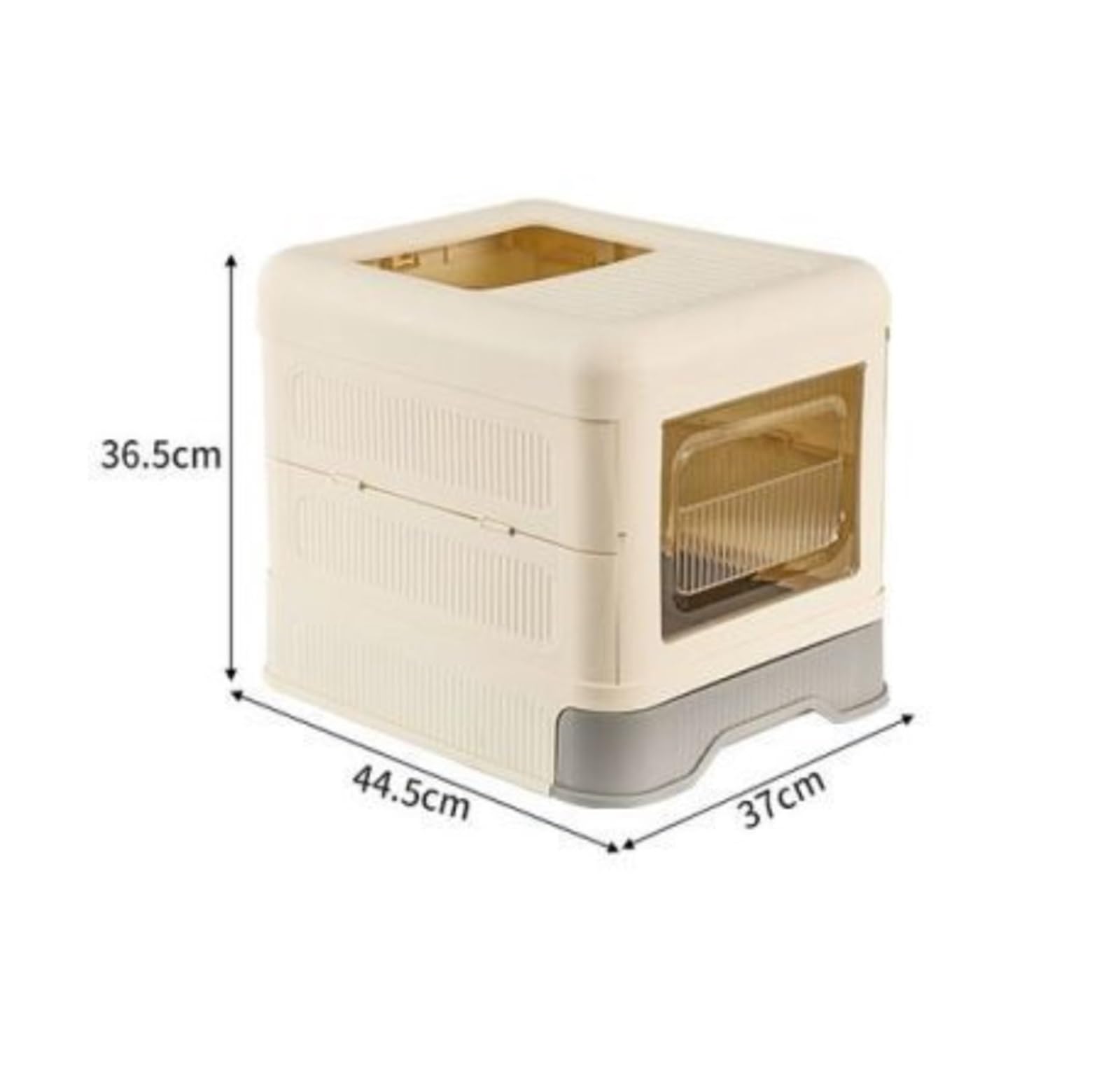 Caja de arena para gatos totalmente cerrada con tapa y cajón, plegable, entrada frontal, bandeja de salida superior, antisalpicaduras (gris)
