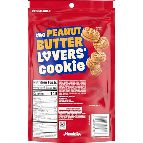 NUTTER BUTTER Bites Peanut Butter Sandwich Cookies, Snak-Saks, 8 oz