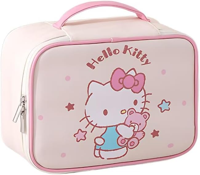 Kitty Makeup Bag – Makeup Organizer, Travel Toiletry Bag for Women & Girls | Cute Cosmetic Bag, Train Case for, Travel Bag, Toiletry Bag for Women, Make up Storage (Pink Kitty)