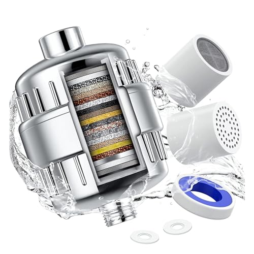 20 Stage Shower Head Filter: Advanced Filtration for Clean Water, Healthier Skin & Hair - Universal Compatibility - Long-lasting Performance - Transform Your Daily Shower