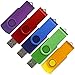 SunData 5pcs 16GB USB 2.0 Flash Drive Swivel Design Memory Stick 5 Pack 16GB Mixed Colors: Purple Green Blue Red Gold