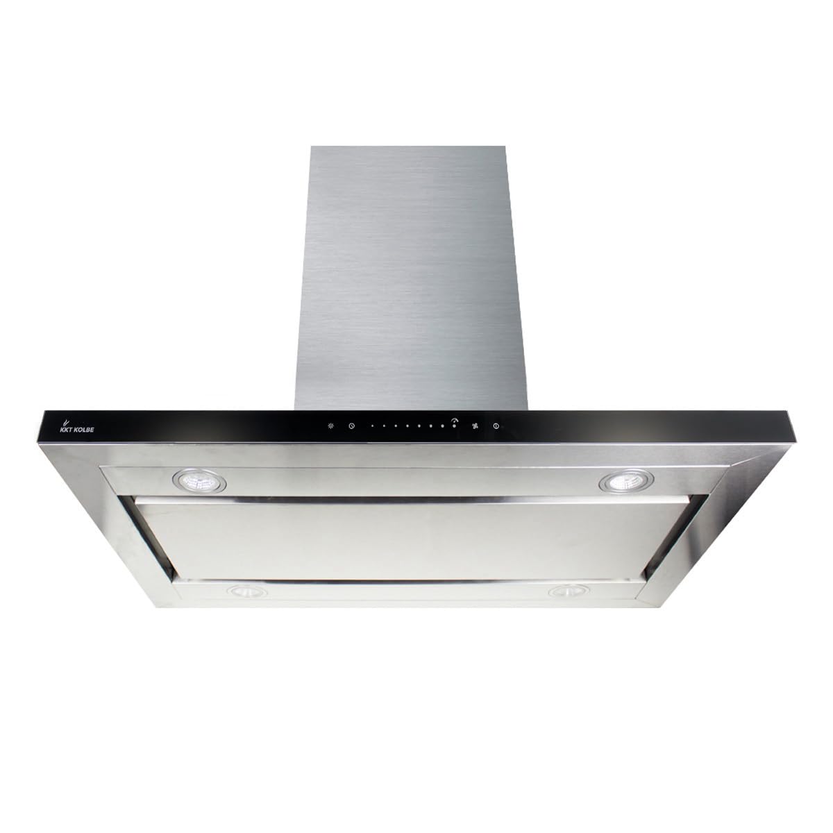 Hotte aspirante cuisine 90 cm | Hotte Îlot | acier inoxydable | verre noir | WiFi | arrête automatiquement | Opération tactile | FLAT-INSEL-6