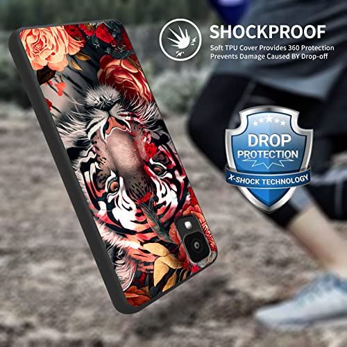 Image of for Alcatel TCL 30Z T602DL Phone Case, Soft TPU Slim Fit TCL 30Z for Women Girls, Anti Scratch Non-Slip Protective Shockproof Rubber Cover for Alcatel TCL 30Z, Flower Tiger