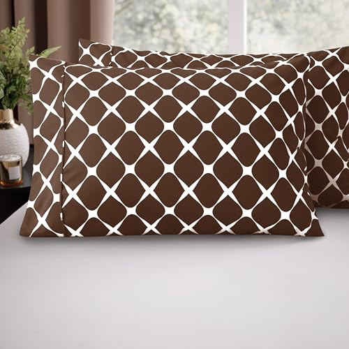 Image of Elegant Comfort Luxury Ultra-Soft 2-Piece Pillowcase Set - 1500 Premium Hotel Quality Microfiber Double Brushed - Wrinkle Resistant, King Size, Bloomingdale Chocolate Brown