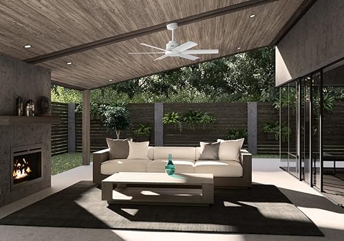 Image of Hunter 52 inch Kennicott Indoor /Outdoor Ceiling Fan, Wall Control, Fresh White
