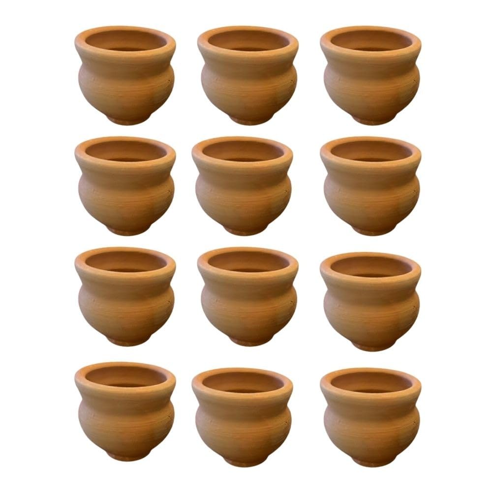 Clay Mitti Teacup Set of 12 (120 ml Each) – Natural Earthenware Chai Cups in Gift Box, Traditional Terracotta Tea Cups for Home, Office, Parties & Festive Gifting