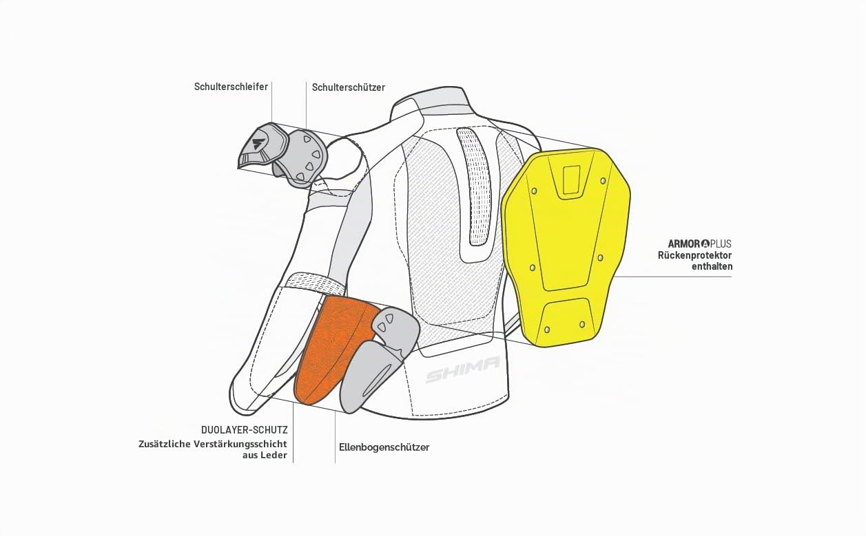 SHIMA PISTON Herren-Motorradjacke - Leder, urbane Jacke mit Netzeinsätzen, Protektoren an Schultern, Rücken, Ellbogen, Schulterschiebern (Schwarz, 54)