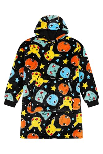 Pokemon - Sudadera con capucha de forro polar de lujo para niños y niñas, manta de forro polar de gran tamaño para niños y niñas, Negro, 3-7 años