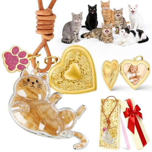 Cute Cat Hair Collector Keychain Cat Fur Keepsake Pet Memorial Gifts for Cats Pets Fur Memory Charm with Storage Photo