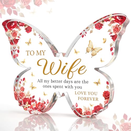 Glydein Gifts for Wife, Romantic Wife Anniversary Birthday Gift Ideas, 5x3.8x0.5 Inch Butterfly...