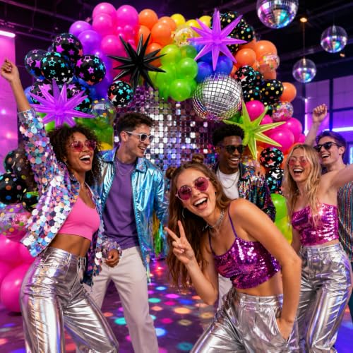 Image of 408Pcs Neon Balloons Arch Garland Kit with Glow in the Dark Balloons, Neon Balloon Arch Kit for Back to 80s 90s DISCO Birthday Party Let's Glow Party Rock Roll Fiesta Party Decorations