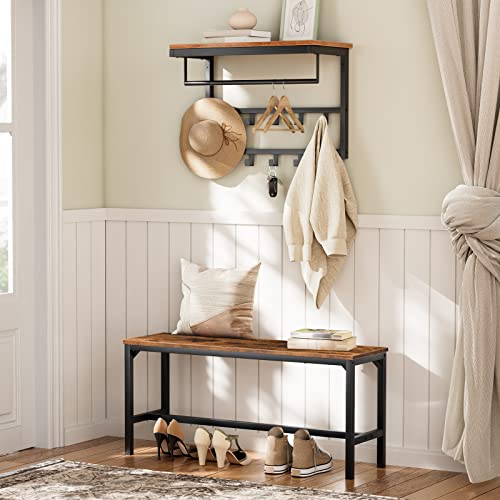 Hoobro Dining Benches, Pair Of 2 Table Benches, Industrial Style Indoor Benches, Multifunctional Benches, Durable And Stable, For Dining Room, Kitchen, Living Room, Bedroom, Rustic Brown Bf02Cd01 #TOP6