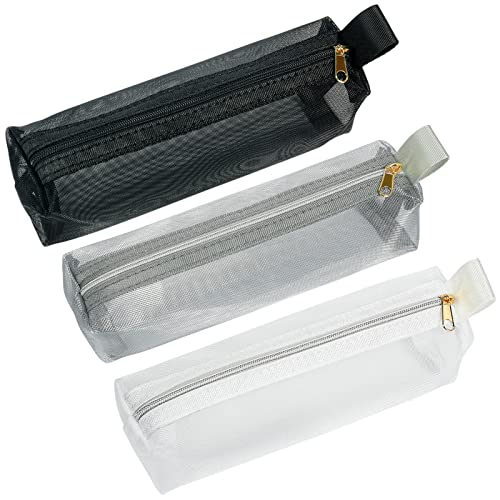 JOINDO Mesh Makeup Brush Bag, 3Pcs Mesh Cosmetic Bag, Portable Travel Cosmetic Pouches for Makeup Brushes, Small Items, and Purse Organization?Pencil Pouch