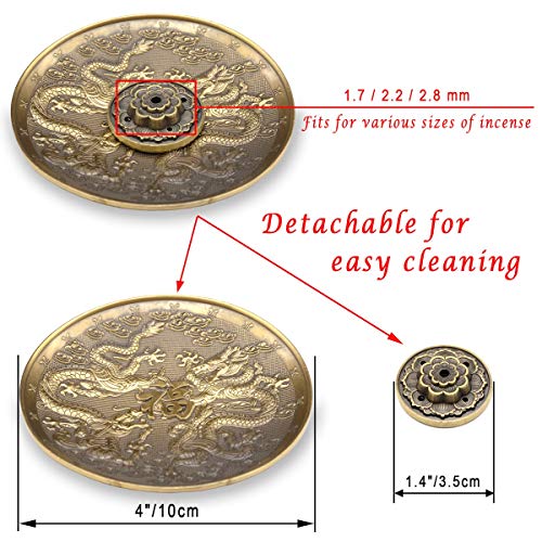 Omytea Incense Stick Holder - Brass Incense Burner With Ash Catcher For Meditation, Yoga, Home Office Fragrance (Dragons) #TOP1