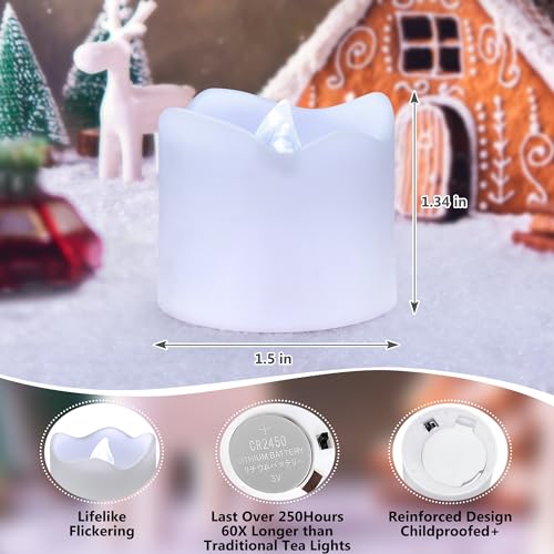 Image of Topstone Flameless Electronic Candle Lights with Remote Control, 400 Hour Battery Life, Cold White LED Realistic Flickering Candles for Home Decor, Wedding, Christmas, Votive, Jar, Centerpiece