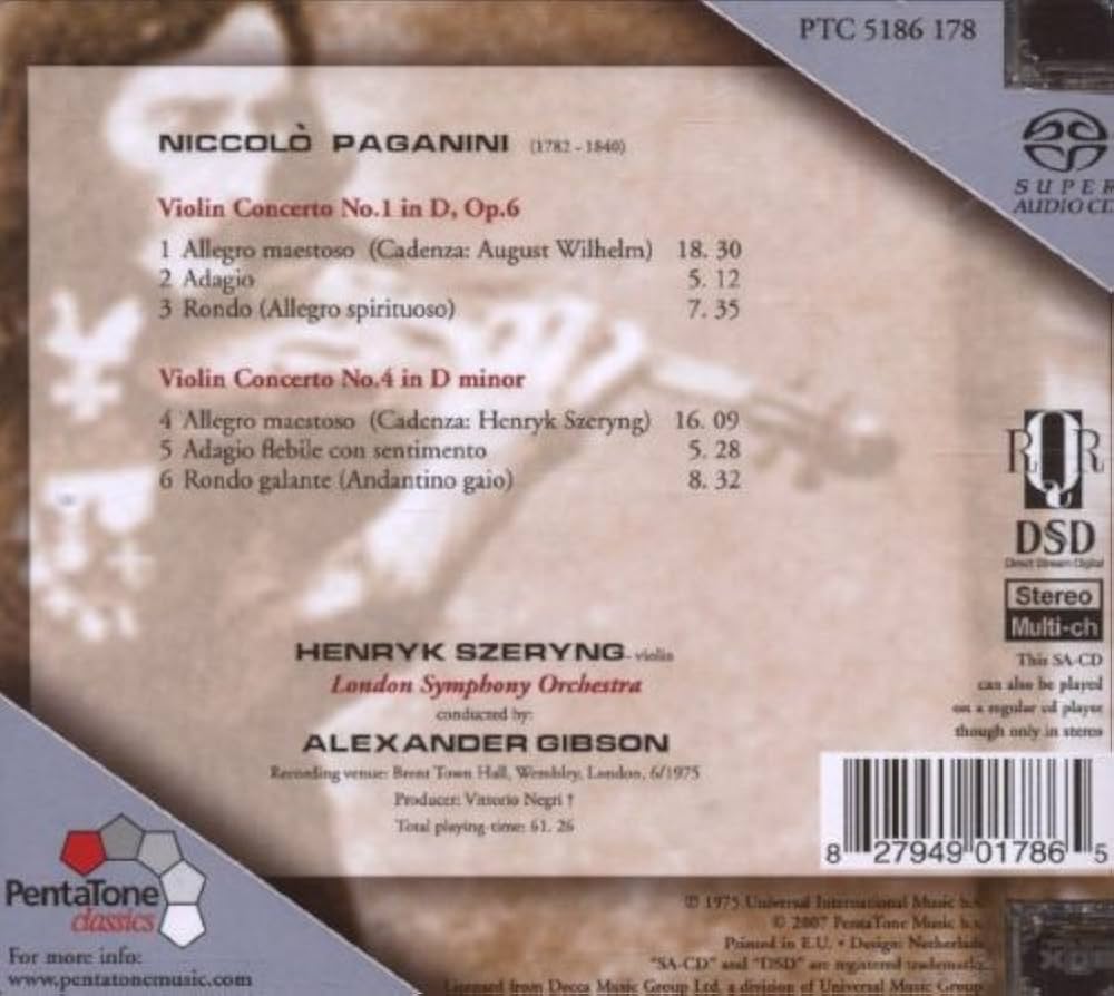 N. Paganini, Henryk Szeryng - Paganini Violin Concertos 1