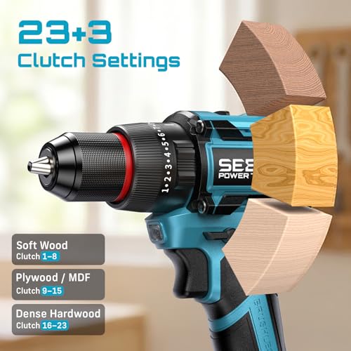 Image of SEESII 21V Max Cordless Drill and Impact Driver, Power Tool Combo Kit Included 3 /8'' Drill & 1 /4'' Impact Driver, 2x 4000mAh Battery, Fast Charger, 20 pcs Driver Bit Set & Bag