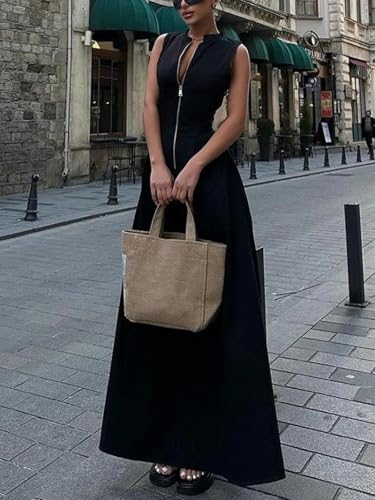 Image of Molisry Women's Business Casual Work Dresses Flowy Sleeveless A-Line Tank Long Maxi Dress Summer 2025