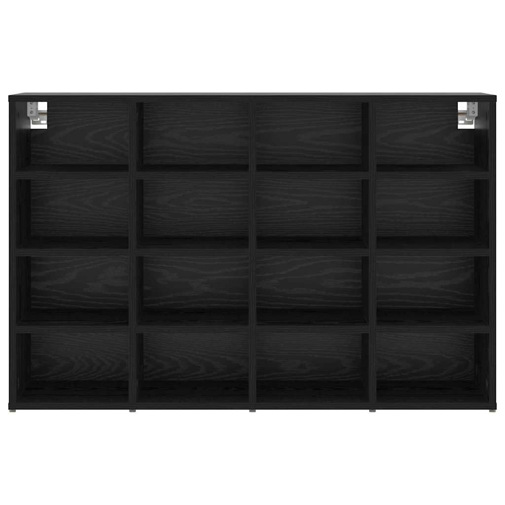 Schuhschrank mit Regal Schwarz Eichen-Optik 103 x 30 x 67 cm, schmaler Schuhständer mit 16 Regalbrettern, platzsparende Schuhaufbewahrung für Flur, Diele, Eingangsbereich