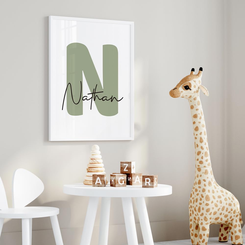3 Laminas Animales Infantiles Personalizadas 30X40CM Poster Habitacion Bebe Cuadros Safari Infantil Niño Beige Verde Lienzo Infantil Selve Laminas Animales Salvajes Bebe Niño Habitacion sin Marco