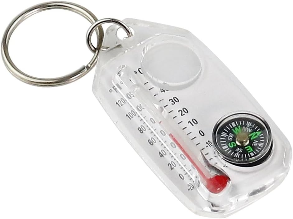 Outdoor 3-in-1 Compass High-Precision Multi-Functional Mini Portable Thermometer Magnifier Key Chain