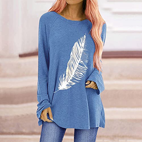 Tops voor vrouwen, overhemden voor vrouwen, herfst mode casual bedrukt ronde hals lange mouwen T-shirt tops… - Image 3