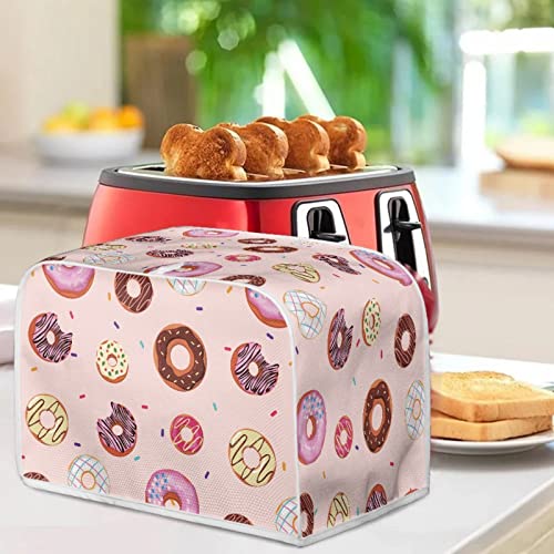 Salabomia Toaster Dust Cover 2 Slice, Donut Print Anti-Sputtering Toaster Covers, Washable Decorative Bread Toaster Cover, Dust Fingerprint Protection For Toasters Bread Maker, Pink #TOP3