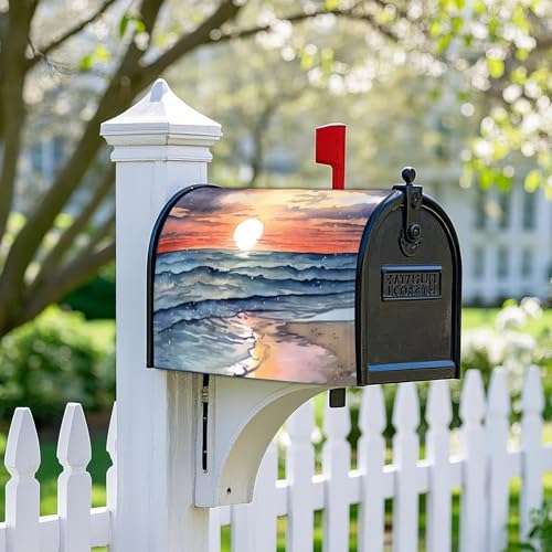 Image of Mailbox Covers Magnetic Standard Size 18 x 21 Inch Beautiful Flowers in Spring,Mailbox Wraps for Garden Yard Home Outdoor Decor (Sunset)