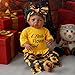 BABESIDE 3 Pcs Reborn Baby Doll Clothes Set for 17-22 Inch Babydolls, Sunflower Baby Dolls Clothes with Headband for Realistic Baby Doll Accessories