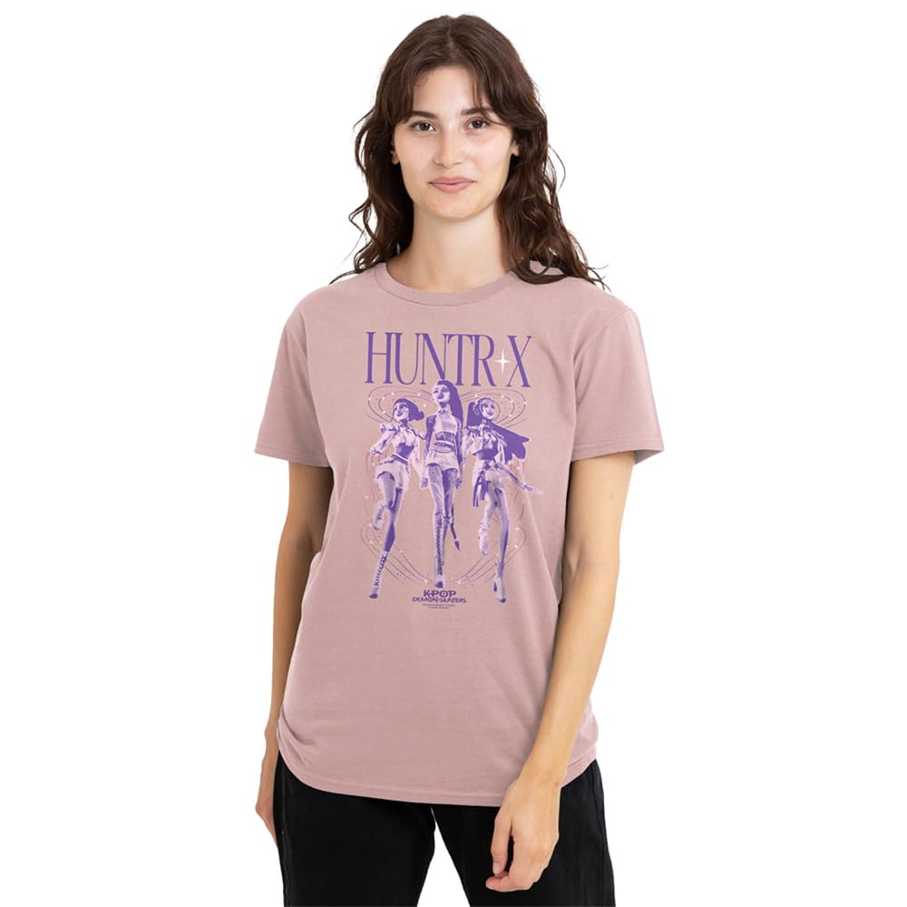 Kpop Demon Hunters Huntrix World Tour Poster Ladies T Shirt, Pink, XX-Large