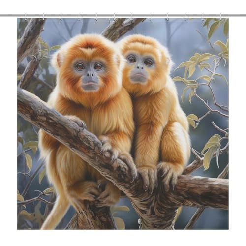 Rideau de douche singe en polyester 183x183 cm avec 12 anneaux inclus - 7