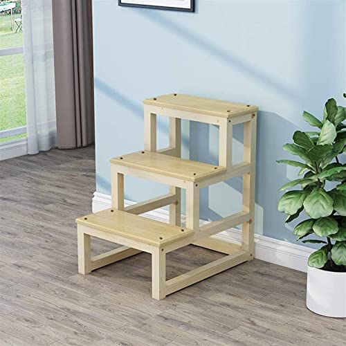 Taburete plegable multifunción de madera con escalera de 3 pasos para el hogar 4