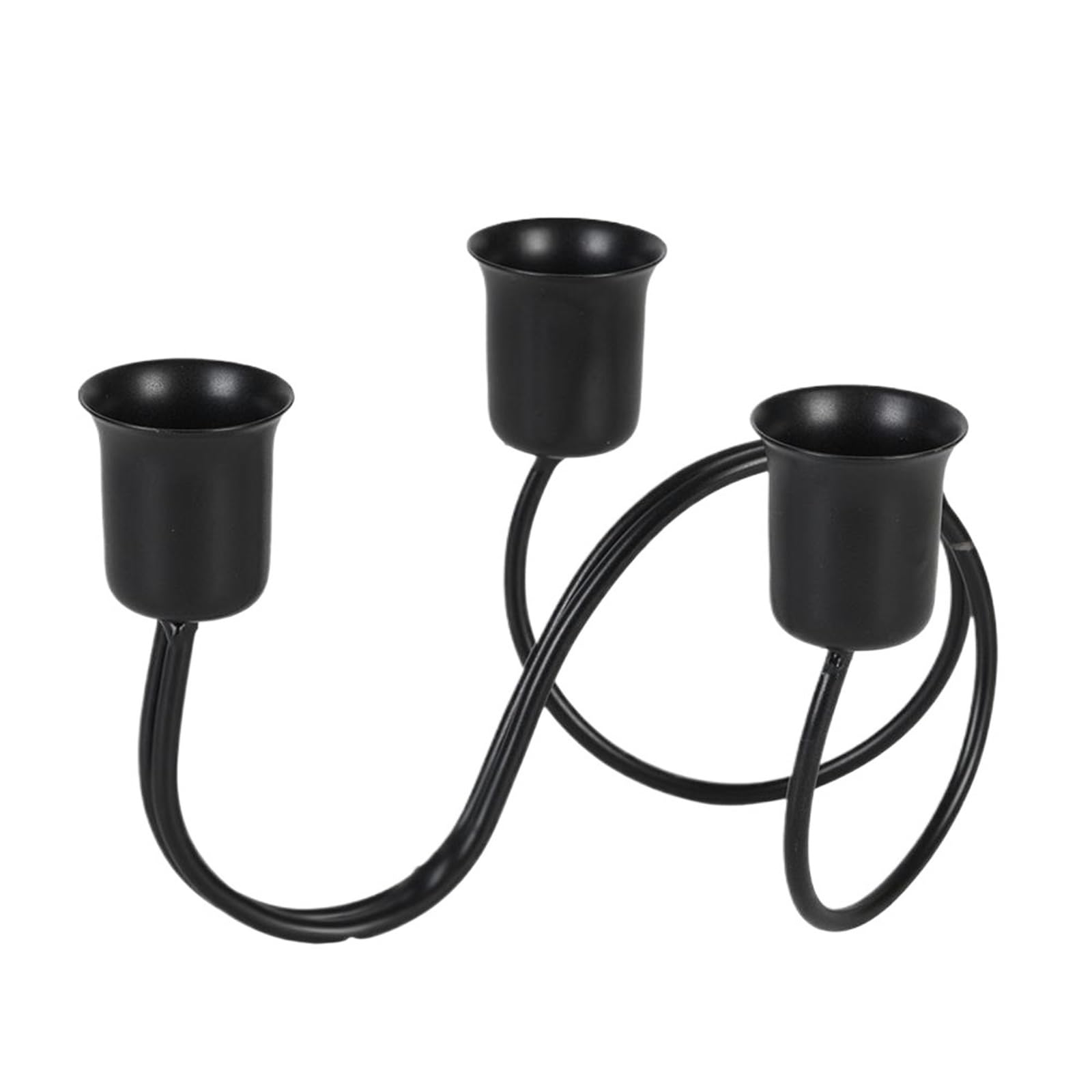Candle Stand Metal Candlestick Home Wedding Decor Desktop Adornment Holder Creative Indoor Ornaments(Black-03)
