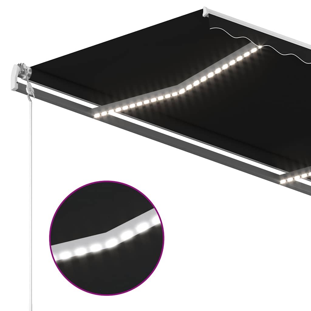Festnight Store banne Motorisé 3,5 x 2,5m Store banne Aluminium avec LED Intégré Auvent de Terrasse Rétractable aux UV/Vent/Eau pour Patio Balcon-Anthracite-350 x 250 cm