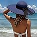 Barelove Sun Visor Hats for Women Wide Brim Straw Ponytail Summer Beach Hat UV UPF Packable Foldable Travel Khaki (US, Alpha, Medium, Large, Navy Blue - Wide wrap)