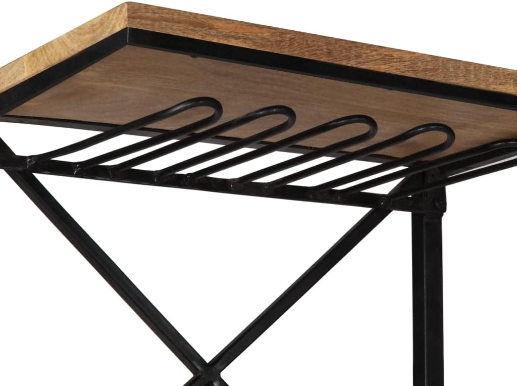 vidaXL Wine Rack, Wine Bar Cabinet with Glass Rack, Tractor Bar, Tractor Cabinet for Living Room Kitchen Pantry, Industrial, Solid Mango Wood