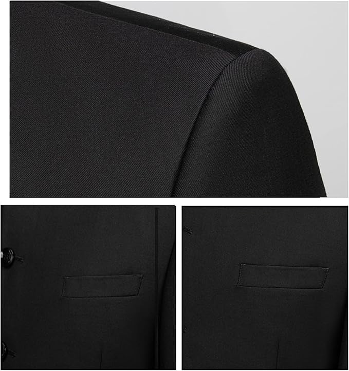 Maiyifu-GJ Men 2 Pieces Chinese Tunic Suit Mandarin Collar Blazer Set Button Jacket Pant Set Traditional Uniform Groom Dress4