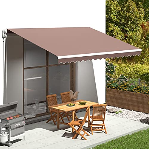 Casa Toldo retráctil marrón para exteriores, 4,5 x 3,5 m, toldo de repuesto para patios, balcones y cubiertas, elegante parasol con brazos extensibles para patios y patios