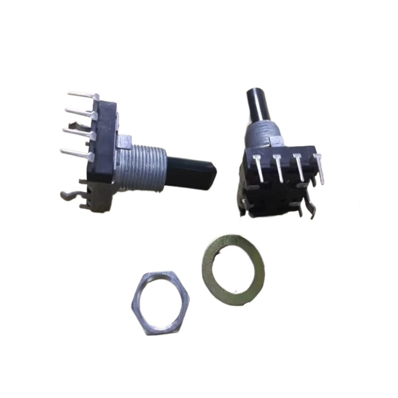Potenziometro encoder 141 da 2 pezzi, 4 pin, non posizionabile, 12 punti di impulso, asse lungo, filettatura avvolta 23 mm