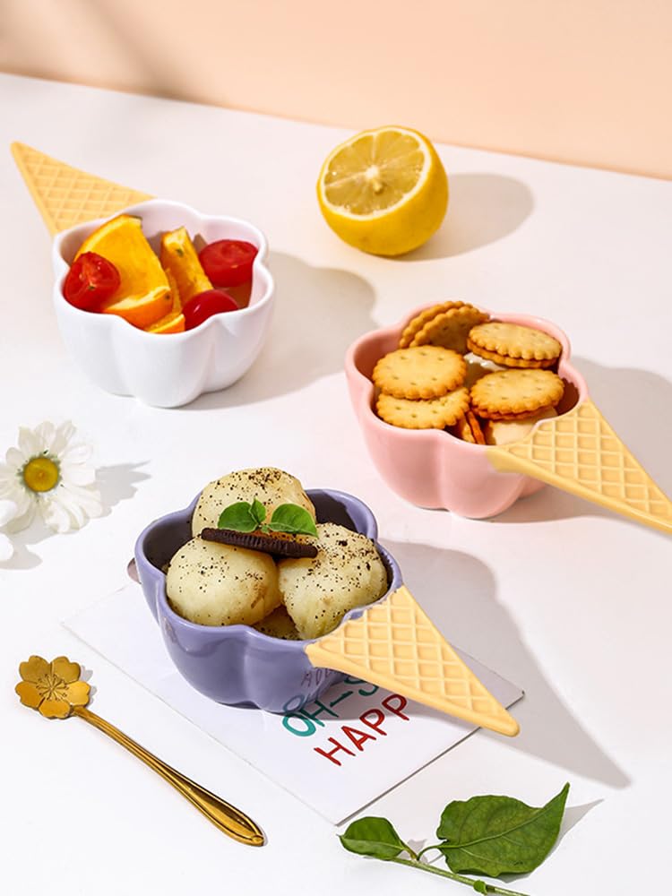 Cuencos de Helado de Cerámica Multicolor con Patas, Copas de Postre para Helados, Batidos, Parfaits, Sundaes y Más (Rosa)