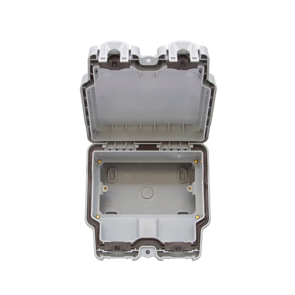 The Soho Lighting Company Grey Lieber Double Outdoor Socket Enclosure Ip66