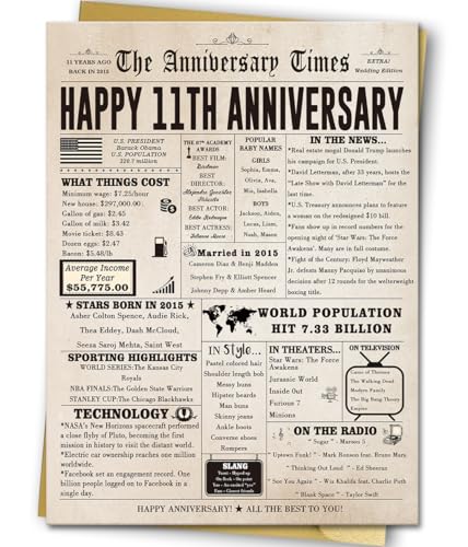 BENNLOOS Jumbo 11th Anniversary Cards Gifts for Wife Husband Couple, Romantic 11 Year...