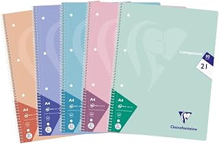Clairefontaine 306256C 5 Hefte Collegeblöcke A4 80 Blatt liniert sortiert