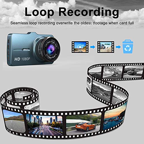 Dash Cam Front and Rear Car Camera 1080P 3.2" Dashboard Camera with 32GB SD Card, 170°Wide Angle, Night Vision Dashcam for Cars, Driving Recorder with G-Sensor, Loop Recording