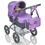 Molly Dolly Dolls Pram - Toy Pram With Adjustable Handle Height For 3-6 Year Old Girls - Baby Doll Pram Stroller For Girls Age 2 +