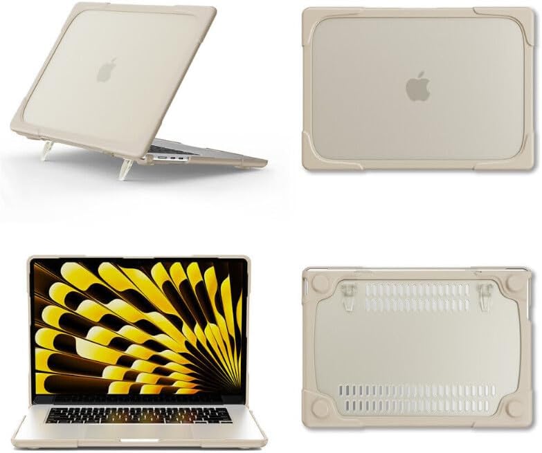 case for MacBook Air 13.6 inch M2 2022 A2681 (Color: Khaki) Laptop Hard Flip Hard Silicon Stand Case