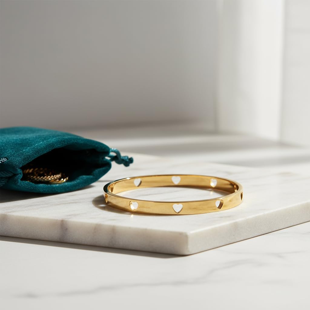 Baby Infant Toddler Kids Girls Heart Bangle Bracelet, Gold Silver Rose Gold 3 Colors 316L Stainless Steel Cuff Bracelets With Heart Shape,Jewelry Gifts For Birthday - Image 7